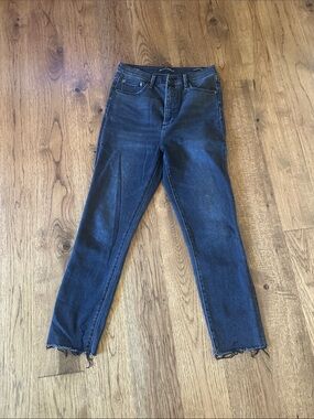 Denim Forum Dark Blue High-Rise Cropped Straight Jeans